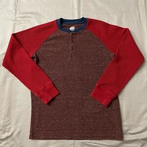 Wonder Nation Maroon & Red Waffle Long Sleeve T-Shirt Boys Large (10-12)